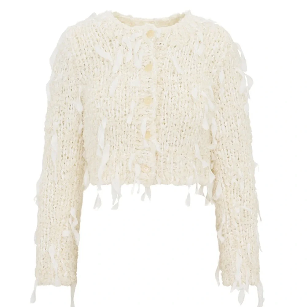 LoveShackFancy NWT Carol Ribbon Bouclé Cardigan size XS - Picture 6 of 6